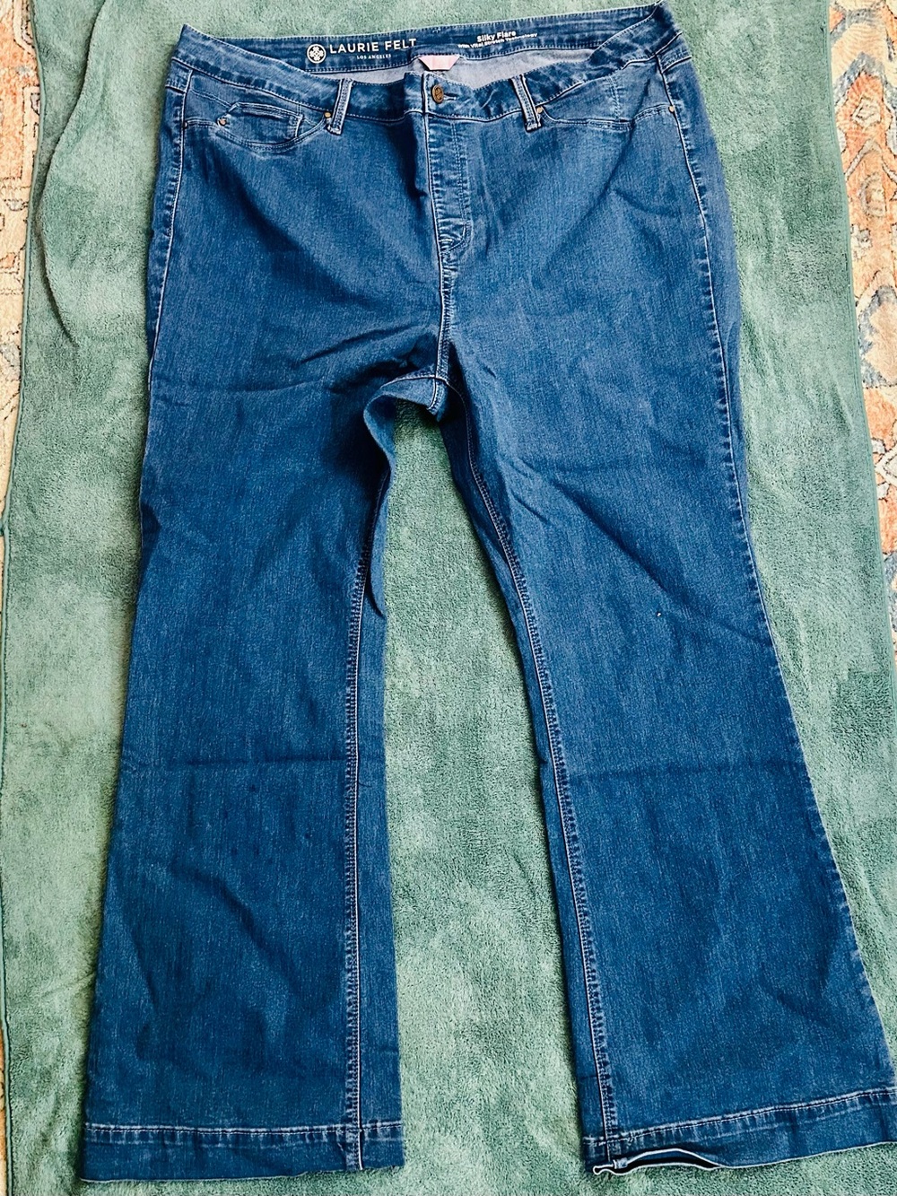 Laurie Felt Silky Flare Jeans Plus Size 2X Medium Wash Stretch Denim